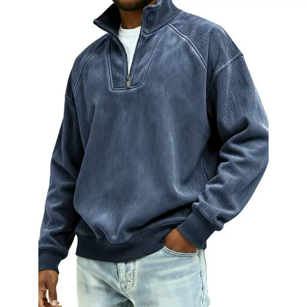 2025 Autumn and Winter New European and American Men's Half-Zip Stand-Up Collar Loose Casual Sweatshirt Men's Clothing Cross-Border Foreign Trade Sports Top