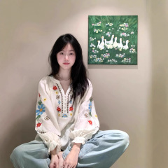 法式复古民族风衬衫女秋季2025年设计感宽松休闲长袖衬衣小众外套