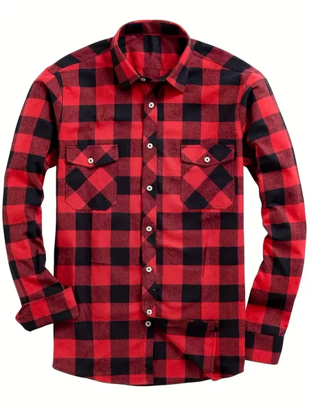 Explosions European and American size men's fashion casual shirt flannel plaid shirt four seasons shirt