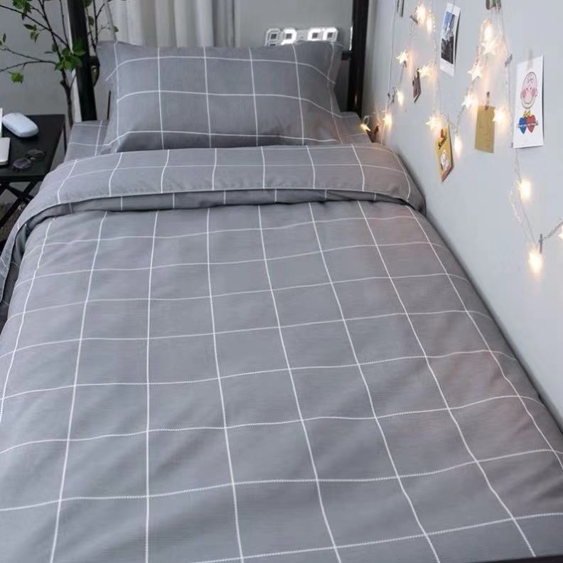 Simple Bunk Bed Sheet and Duvet Cover Three-Piece Set Dormitory Single Summer Bedroom Trendy Style Boys' Four-Piece Bedding Set