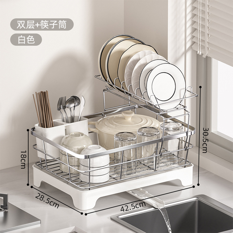 25年新しい排水ボウルラック家庭用キッチン大容量防錆ライト高級304ステンレス鋼食器ラック排水ラック|undefined