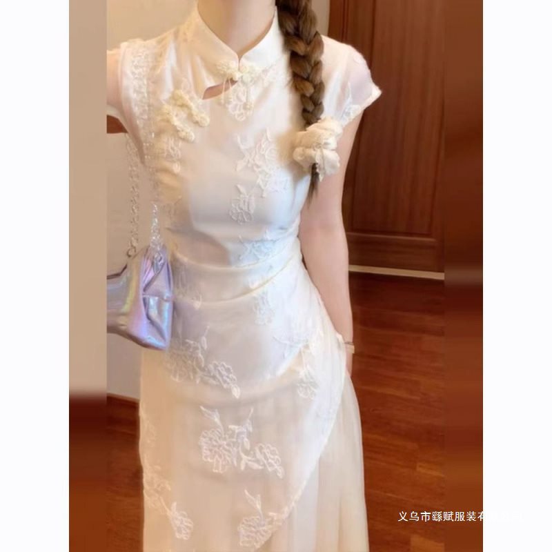 新中式国风改良旗袍连衣裙感年轻少女款气质轻奢收腰礼服长裙