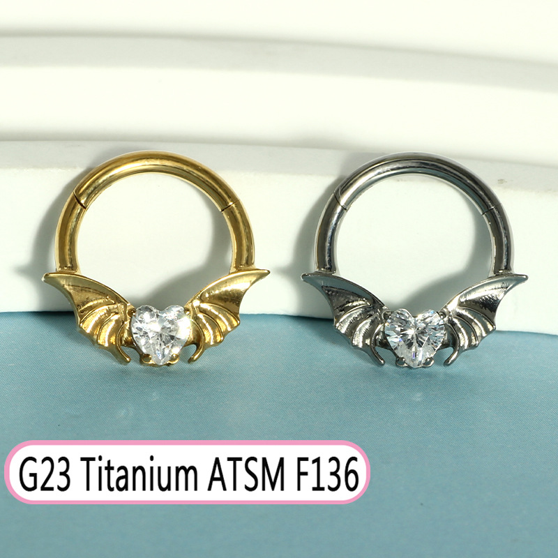 G23 Titanium Oval Zircon Septum Nose Ring Closed Ring Earring Cochlear Piercing Jewelry detail image 14