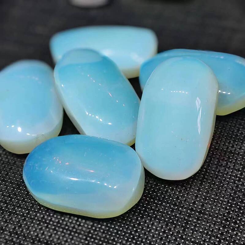 Natural Blue Light Opal Handle Crystal Raw Stone Aromatherapy Stone Diffuser Stone Soapstone Thumb Stone Wholesale