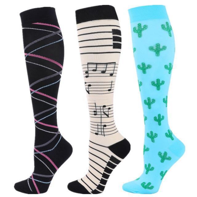 Calcetines de compresión transfronterizos Calcetines de pantorrilla Calcetines elásticos Deportes Ciclismo Correr Calcetines de yoga Calcetines de compresión de tubo largo para hombre Spot para mujer