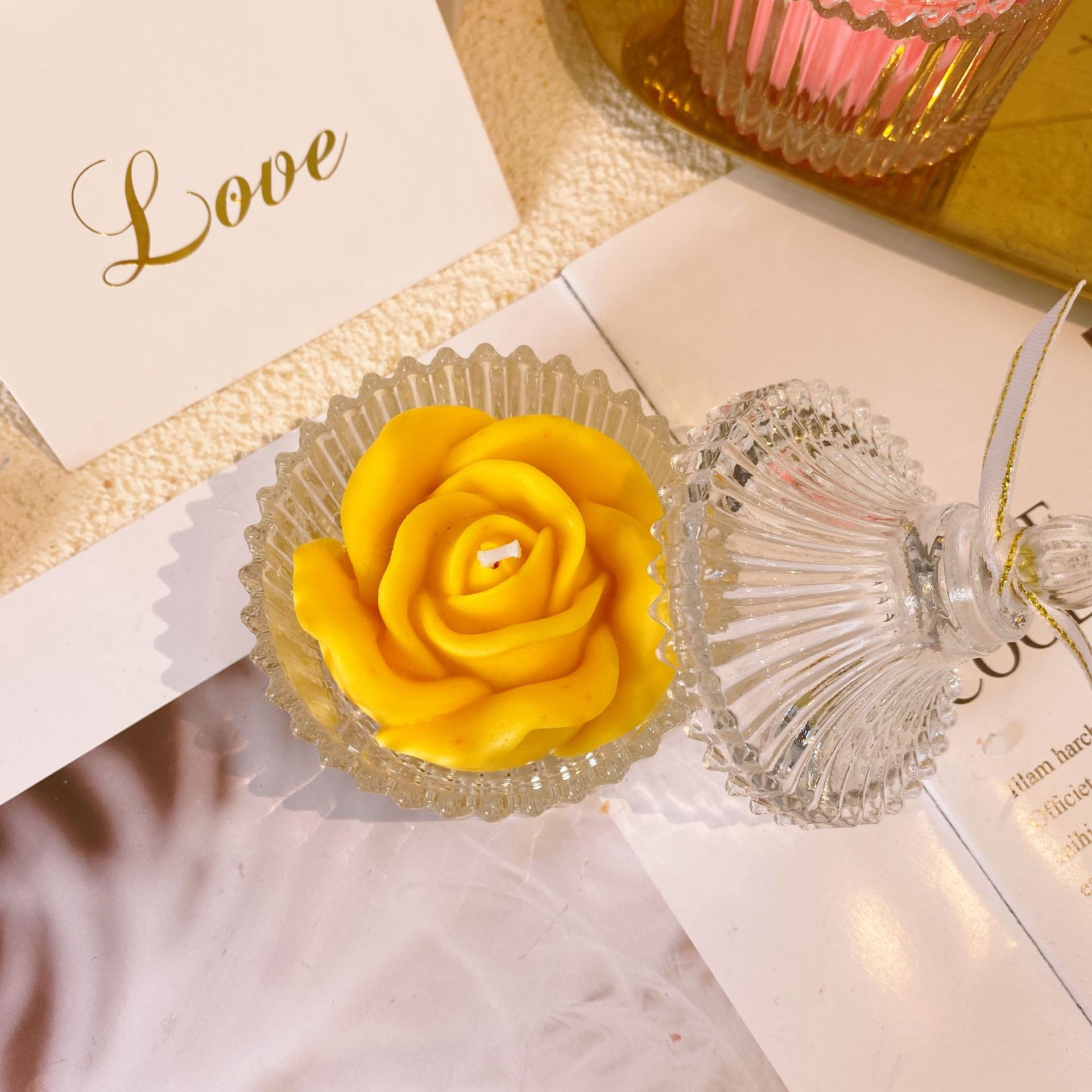 Diosa Madre Día de San Valentín Rosa vela creativa romántica caliente aromaterapia cristal lindo regalo para los amigos nicho