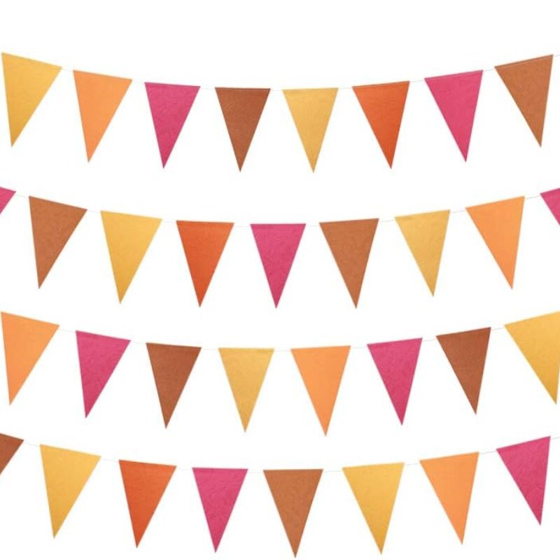 Thanksgiving Pennant Hanging Decoration Autumn Theme Red Orange Flag Thanksgiving Birthday Party Classroom String Flag Decoration