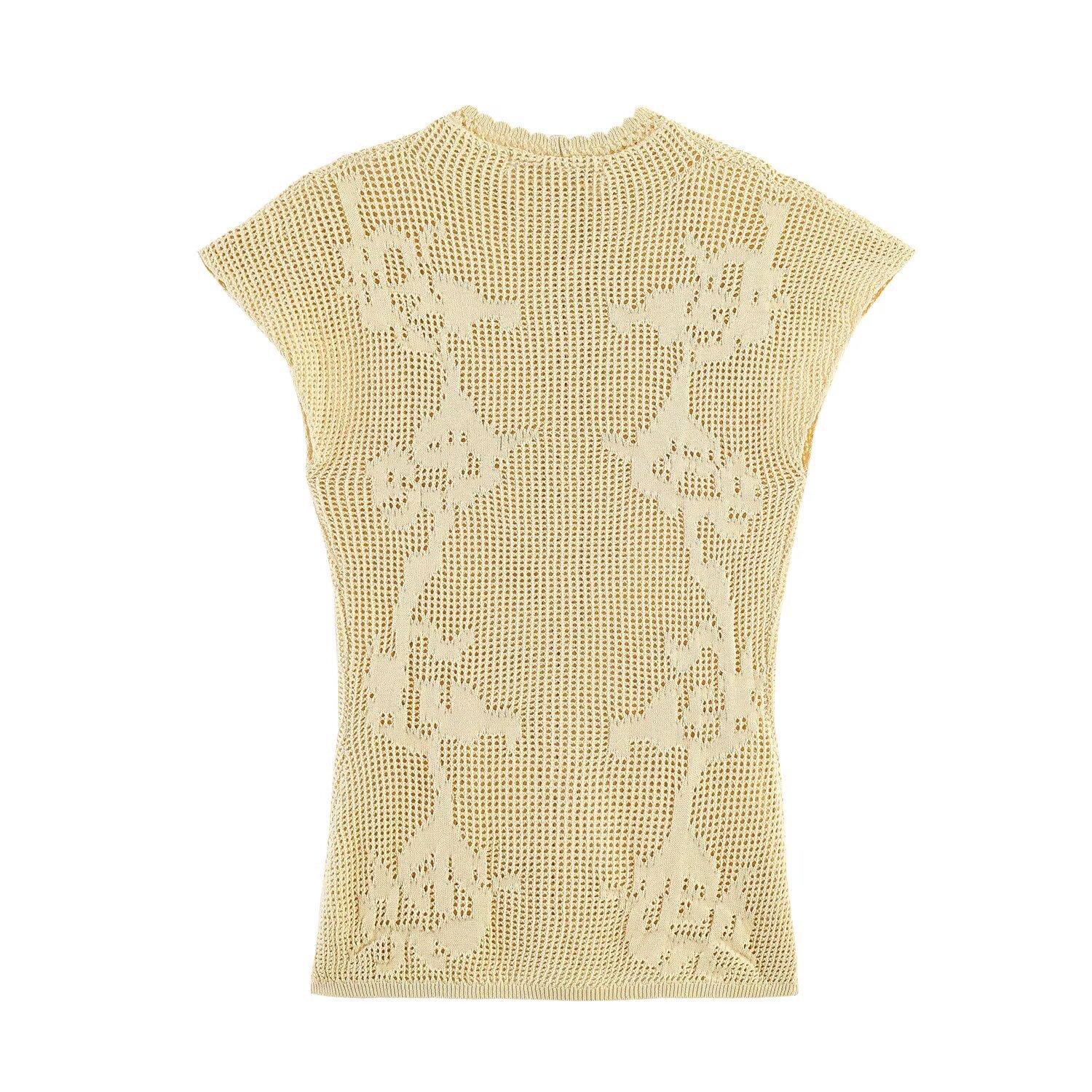 Damen Spitzenbluse Kurzarm Rundhalsausschnitt Y2k Sommertop_voghion.com