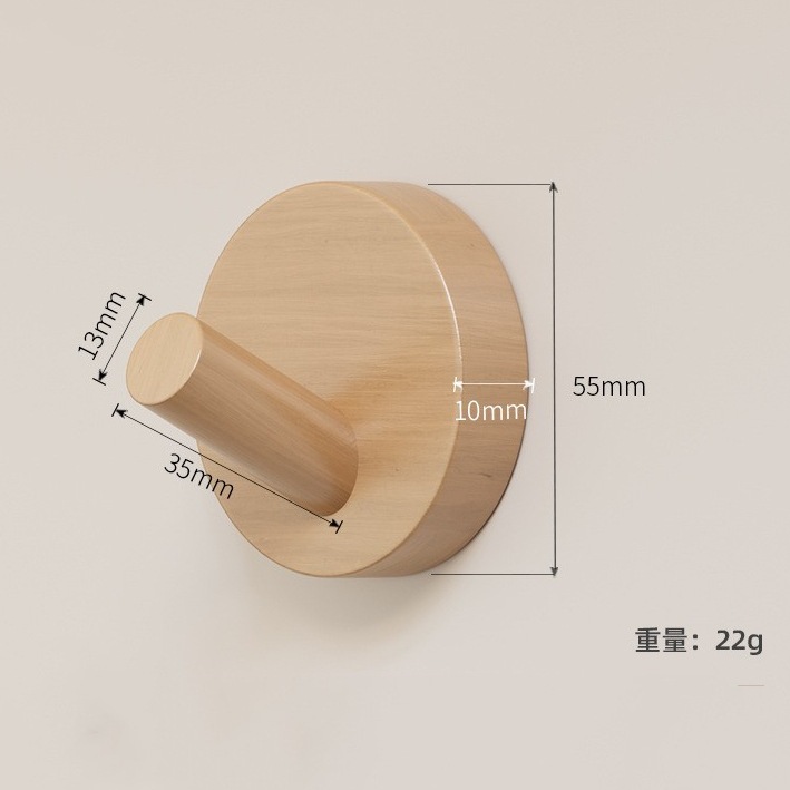 Gancho de haya nórdico Gancho redondo de madera Gancho trasero de la puerta Gancho de perforación sin gancho Entrada gancho de baño
