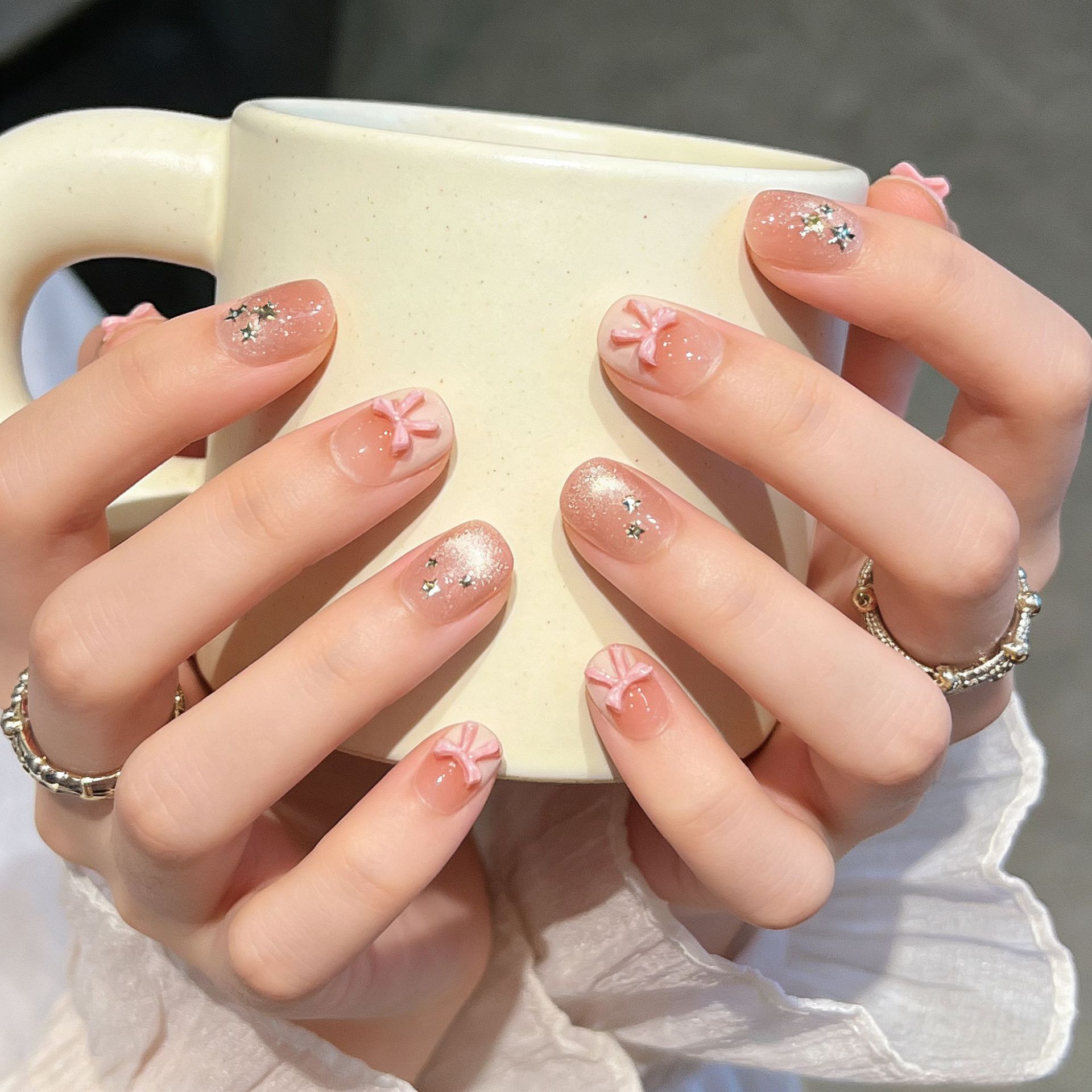 Uñas postizas de ojo de gato transfronterizas, piezas de uñas hechas a mano, uñas postizas, arte de uñas portátil, estilo largo de alta gama.