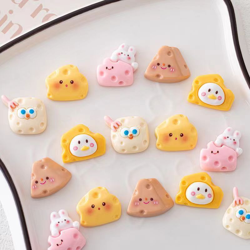 Caricatura queso resina dly parche clip para el cabello caja de teléfono celular taza de agua refrigerador decoración de automóvil pegamento de crema accesorios hechos a mano