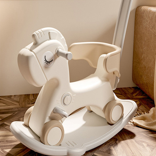Rocking horse wooden horse children's rocking horse two-in-one one-year-old baby gift rocking toy baby anti-fall stroller