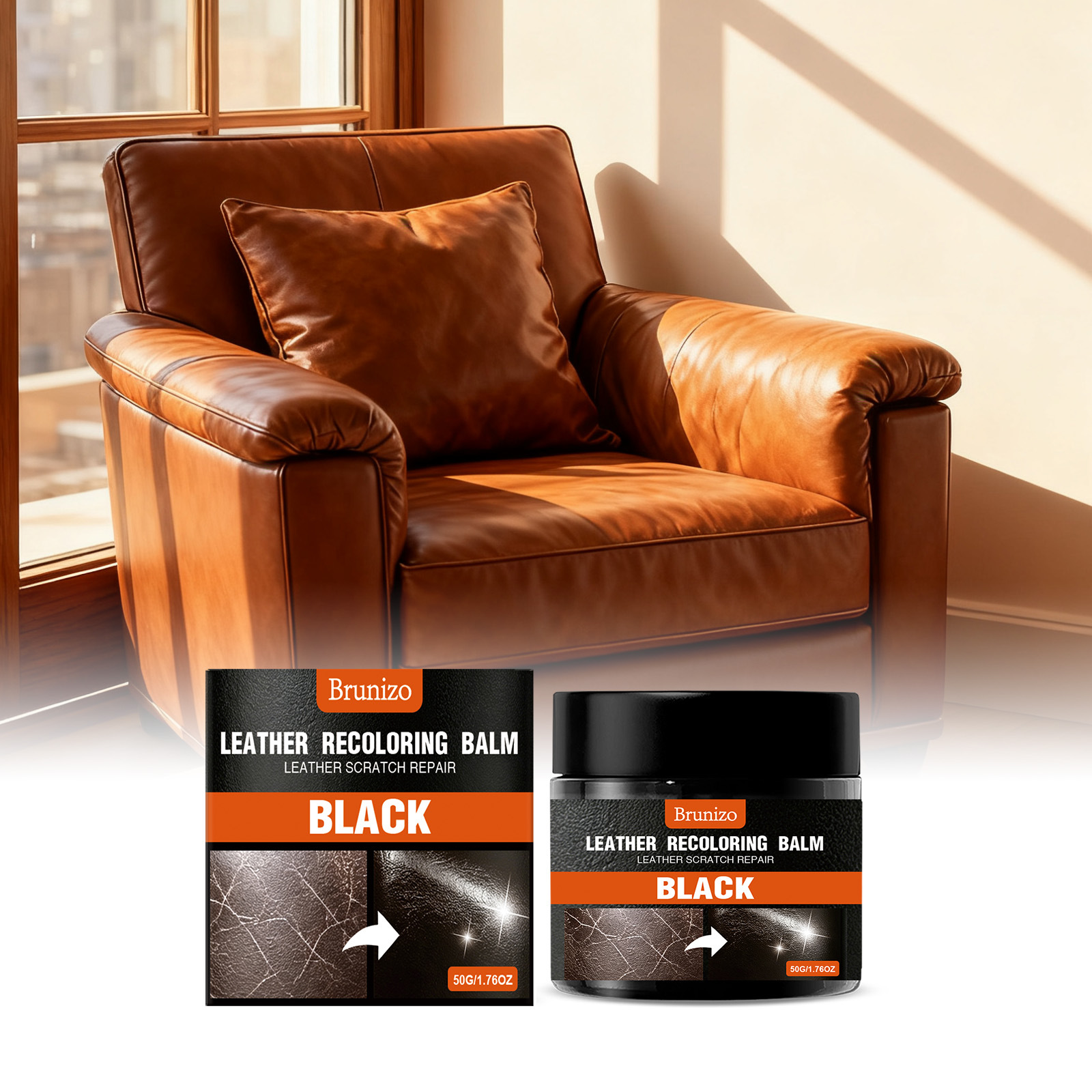 Brunizo Leather Care Cream Black Leather Coloring Cream Sofa Car Seat Daily Household Care Cream
