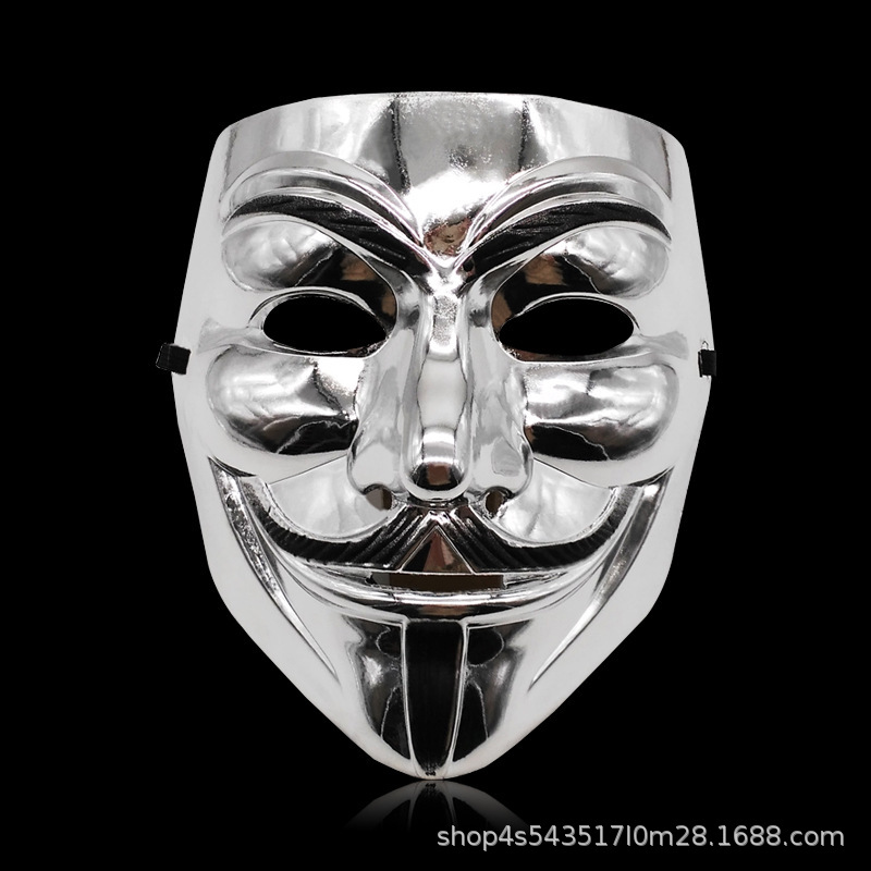 Amazon venta caliente Halloween tema de terror en forma de V máscara de vendetta accesorios de rendimiento de COSplay máscara facial en forma de V