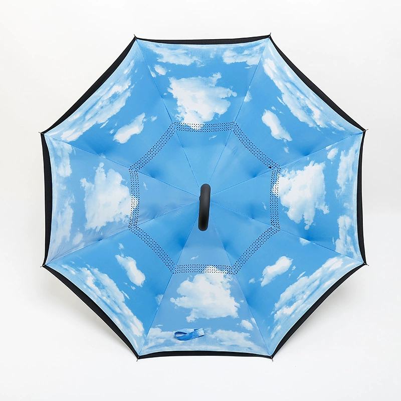 Зеркальная/обратная рекламная зонт с S-образной ручкой обратный зонт против ветра прочная прямая стойка подарочный зонт одноручный двуслойный автомобильный зонт со спотом