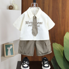 7236男童夏季衬衫短裤套装2025新款宝宝薄款衣服儿童装短袖两件套