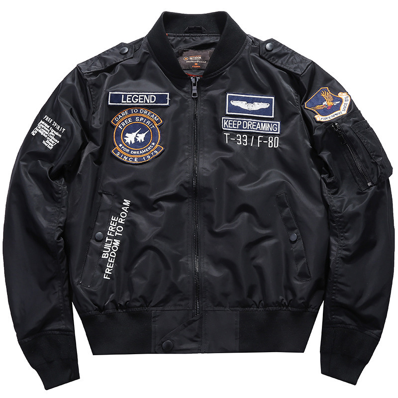 春と秋の新型ma1パイロットジャケット男性韓国版刺繍野球服秋の大きいサイズの工装コートのファッションカード|undefined
