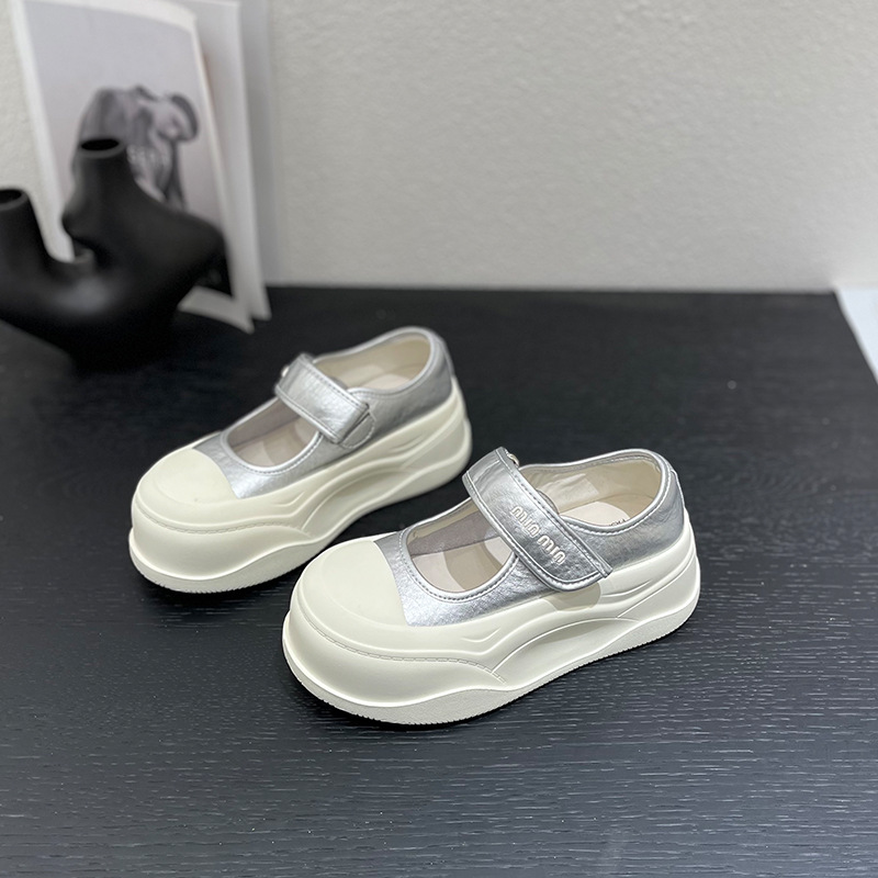 2025 primavera y verano nuevo estilo 6cm suela de bizcocho zapatos Mary Jane de cuero ligero zapatos pequeños de todo fósforo de moda para mujer