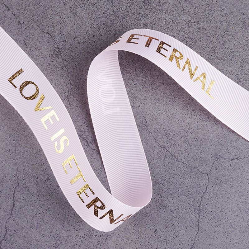 Cinta de flores con hilo de 2.5 mm, cinta para envolver flores, arte floral, cinta acanalada con lámina dorada, letras en inglés LOVE, para atar ramos