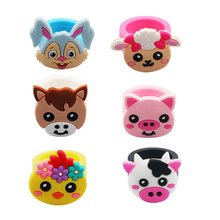 跨境欧美 农场动物戒指PVC小孩戒指硅胶指环儿童卡通礼物现货批发
