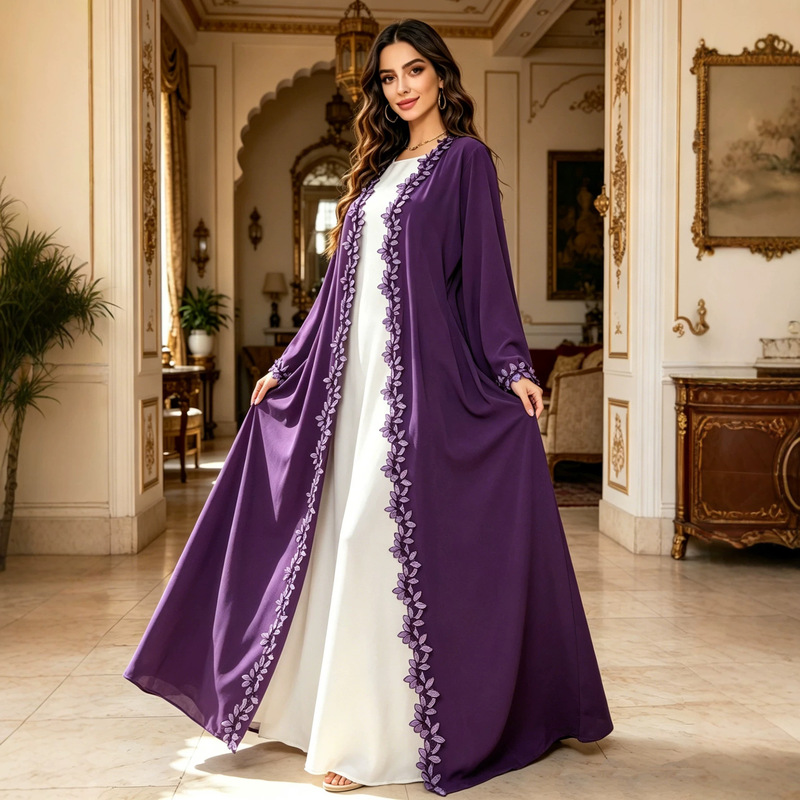 Elegant Lace-Trimmed Robe Dress, New Style, Loose and Fashionable, New in Stock, Long Dress Elegant Lace-Trimmed Robe Dress, New Style, Loose and Fashionable, New in Stock, Long Dress
