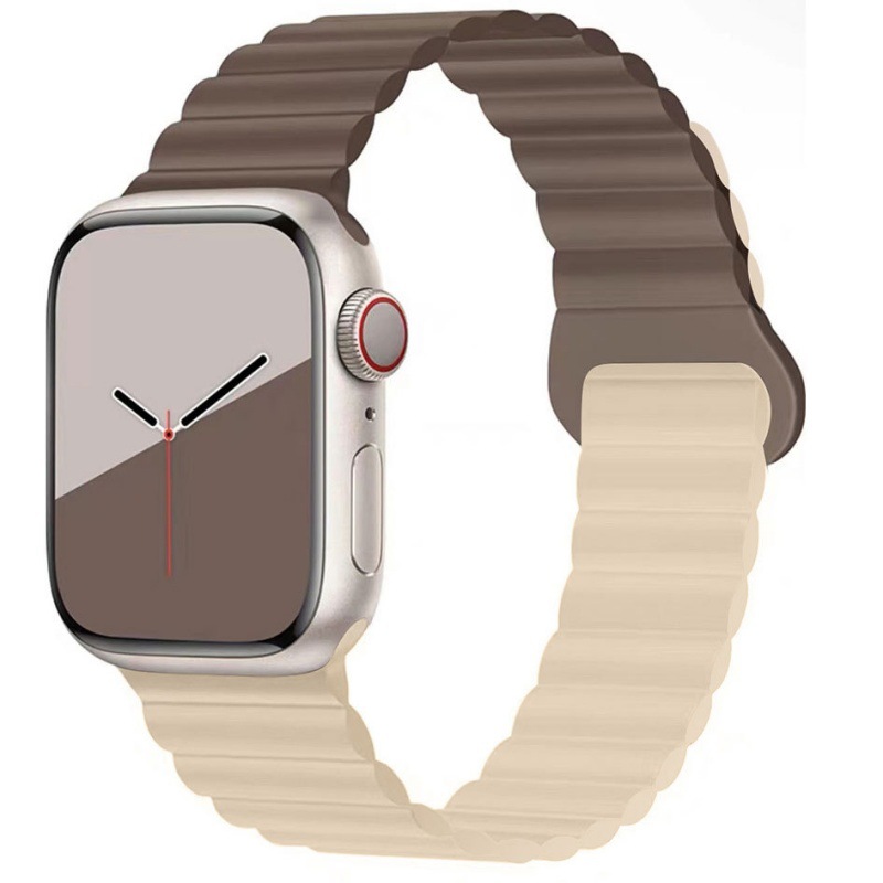 Correa de reloj de silicona bicolor adecuada para Apple iwatchs11, correa de reloj inteligente s10ultra con hebilla magnética