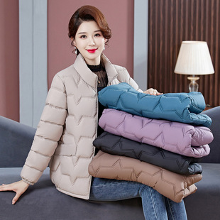 Women's Short Cotton Jacket 2025 New Style Loose Stand-Up Collar Mother's Clothing Petite Cotton Coat Winter Outerwear Versatile Small Cotton Jacket
