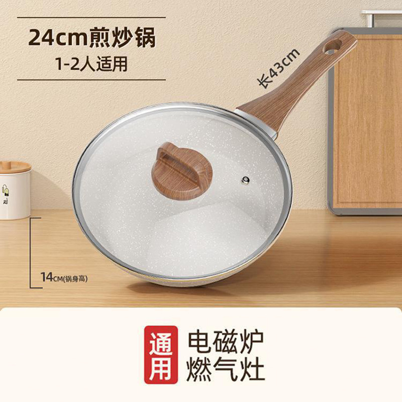 24CM 깊은 튀긴 냄비 시각적 뚜껑 1-3 명