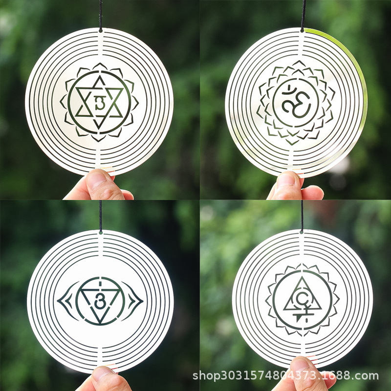 Shakela wind turn amulet 3d rotating wind chimes sculpture reiki Yoga Meditation Mandala spirit garden decoration