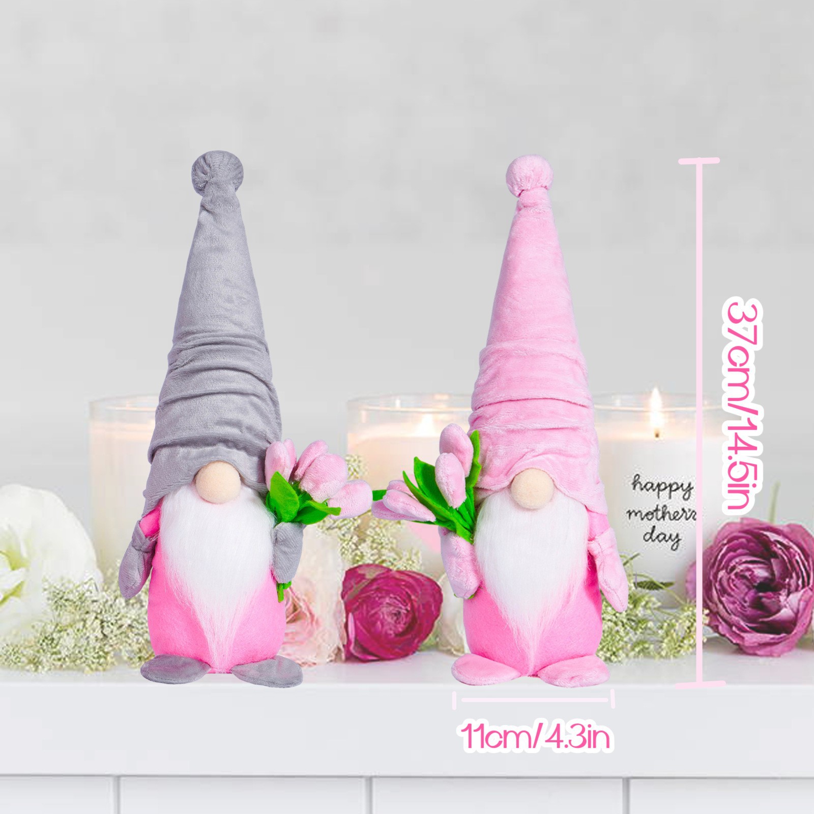 Tulipanas transfronterizas Rudolph Día de la Madre Muñeca Día de San Valentín Madre Regalo de cumpleaños Decoración de ventanas en el hogar