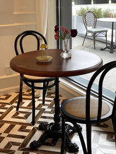 美式复古咖啡厅实木桌椅组合网红甜品奶茶店小圆桌西餐厅铁艺餐桌