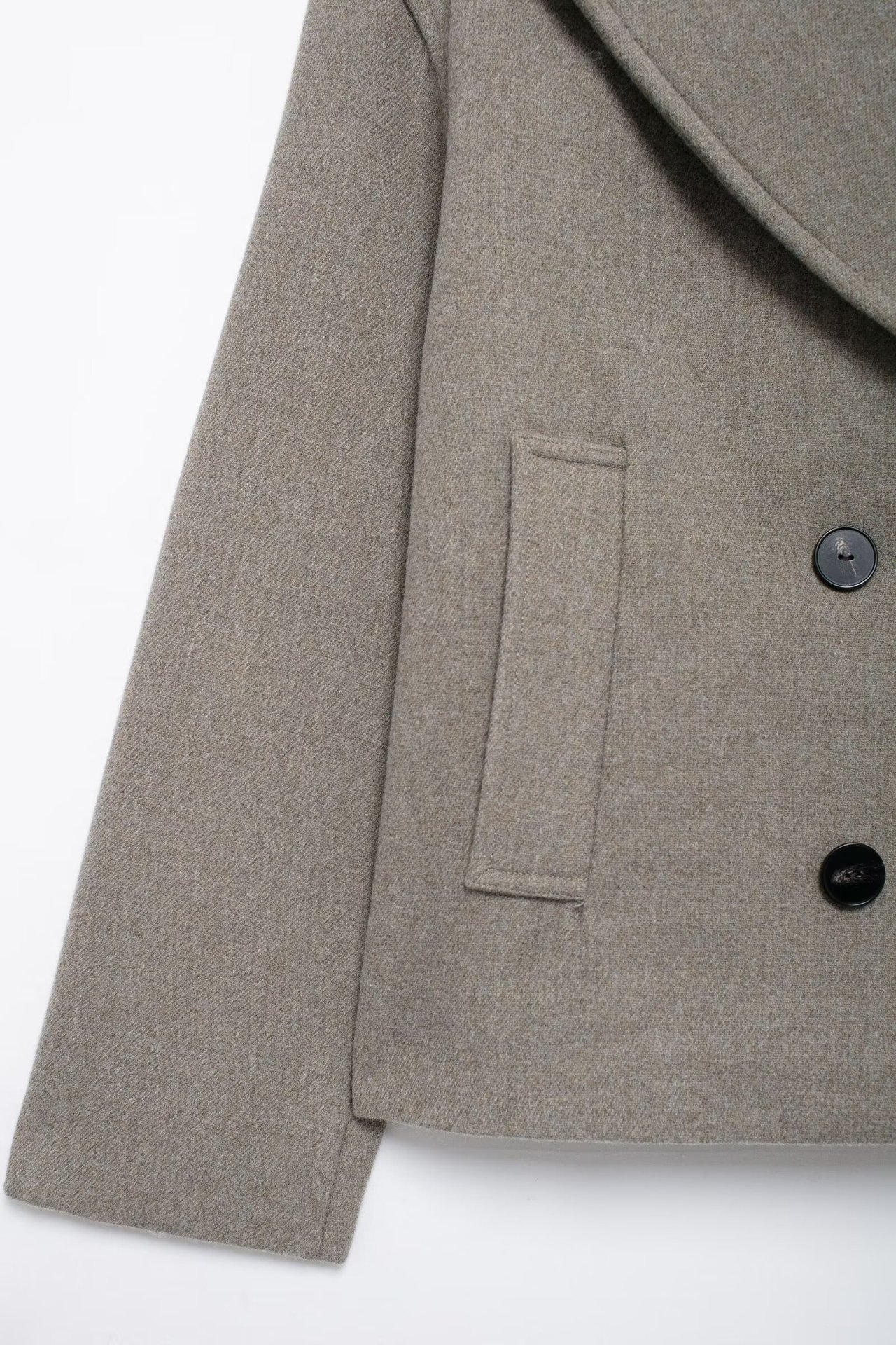Damen 2024 Herbst/Winter Schurwolle-Mischung Zweireihiger Mantel mit Knopfleiste_voghion.com