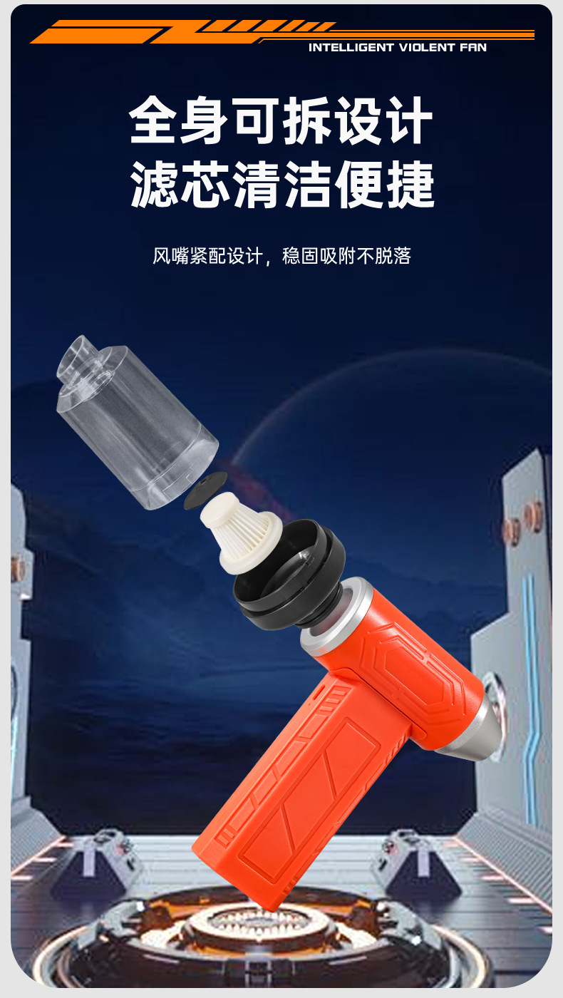 Rongba Violent Turbo Fan Car Vacuum Cleaner for Home and Car Use, Suction and Blowing Integrated Mini Portable Handheld Blower