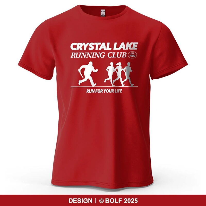 Men's Cotton T-Shirt with Cross-Border Trendy Brand Print, Sports Crystal Running Lake Design, Interesting in Beige, Black, Blue, and Gray Colors