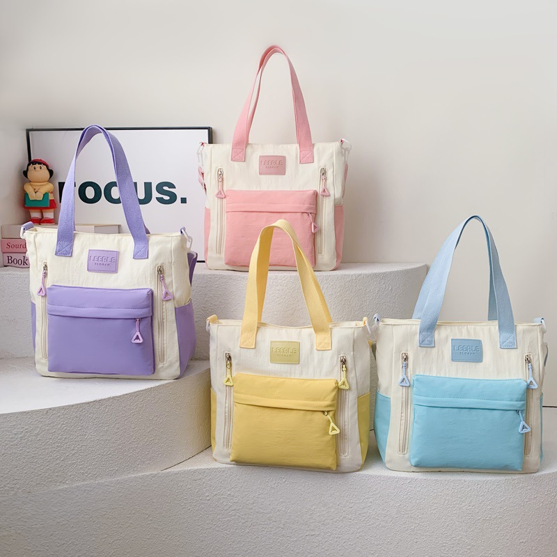 Bolsas de hombro coreanas para niños y niñas de color contraste, bolsas de escuela primaria de gran capacidad 2026 para padres e hijos, bolsas de moda