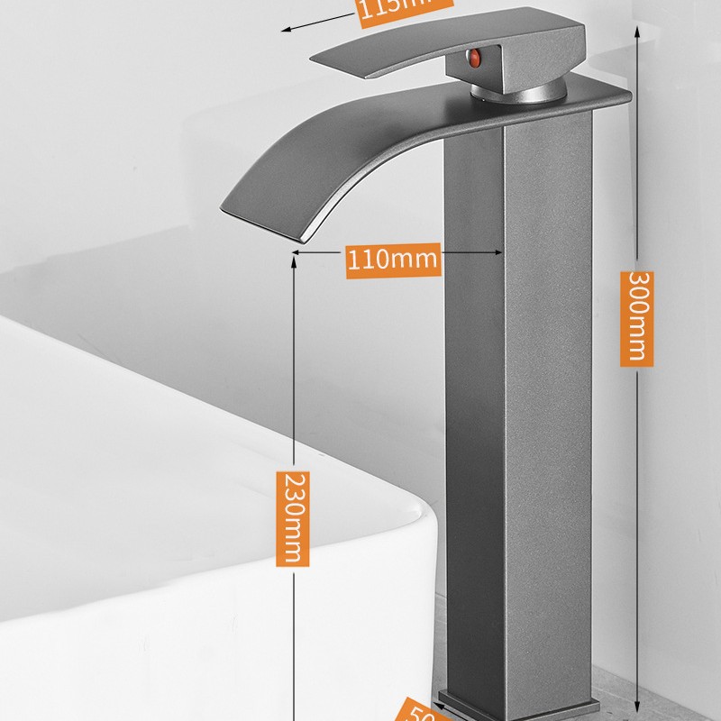 Negro cascada caliente y fría grifo americano lavabo cuenca contador lavabo baño grifo de cobre