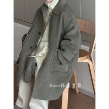 男童大衣呢子中长款加厚保暖儿童外套2025新款秋冬装女童灰色上衣