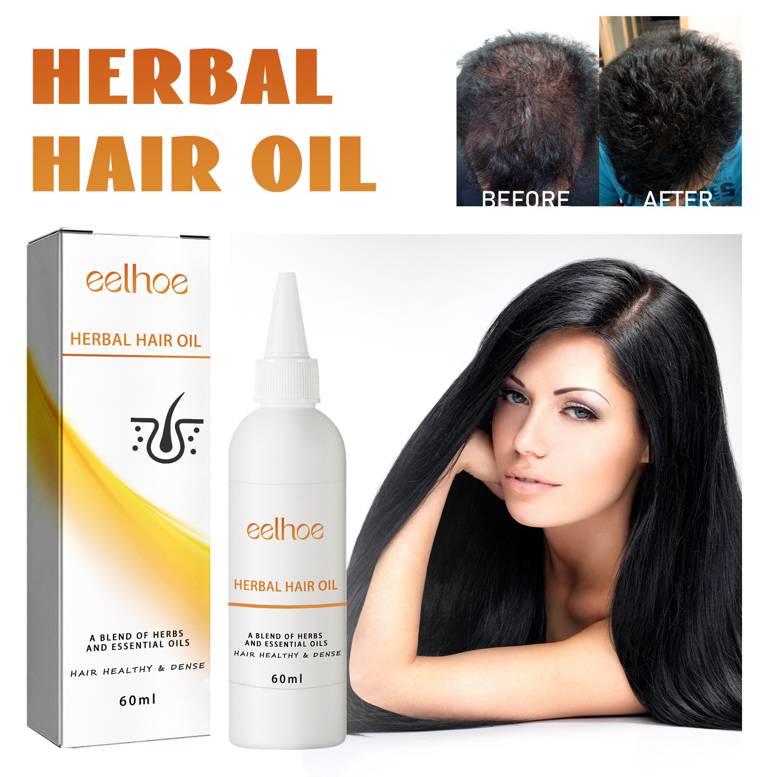 EELHOE Olio per capelli spessi alle erbe Ripara i capelli secchi e crespi, idrata e leviga i capelli, si prende cura dell'olio per capelli spessi_voghion.com