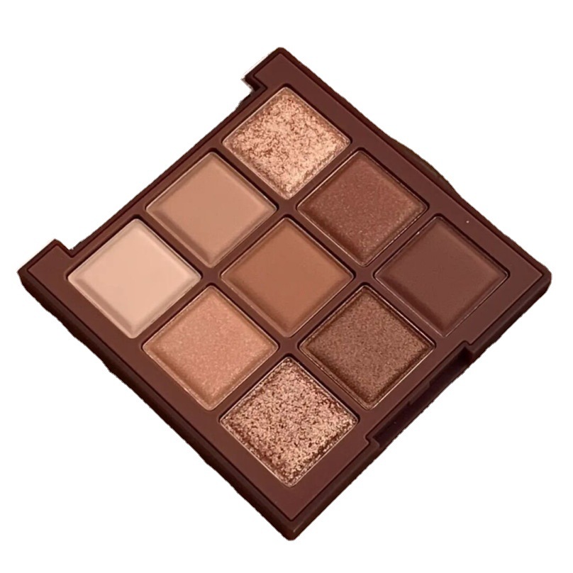 ROTO Transparent Nine-Color Acrylic Eyeshadow Plate Pearlescent Matte Nine-Palace Lattice Earth Color Eyeshadow Milk Tea Series Explosions