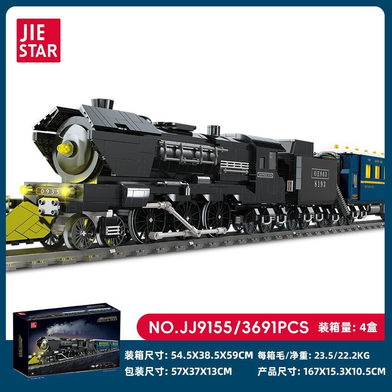 Bloques de Construcción Jie Xing JJ9155, Nuevo Modelo de Tren Retro Oriental Express con Luces y Adornos de Ensamblaje de Partículas Pequeñas image 7