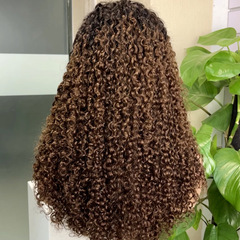 欧美时尚蓬松小卷发化纤头套5*5 Pixie Curly Human Hair Wig