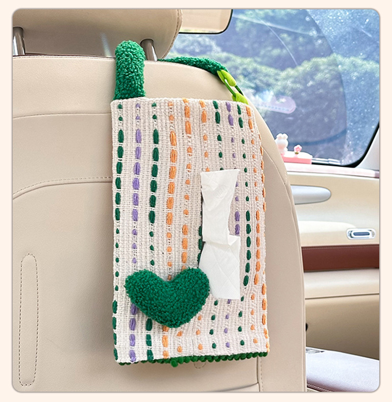 Car Tissue Box Creative Love Car Seat Back-Mounted Tissue Bag Cute Multifunctional Car Tissue Pumping