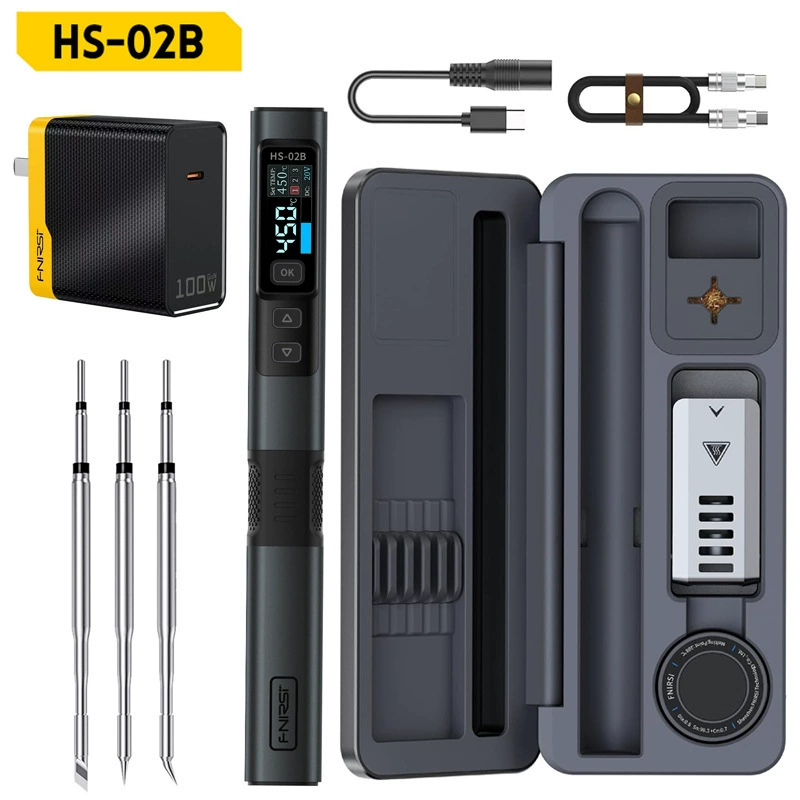 FNIRSI HS-02 умный паяльник 100W, портативная станция с постоянной температурой, паяльная ручка для домашнего ремонта