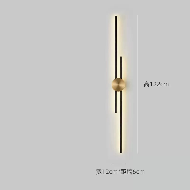 Minima rejilla larga sala de estar luz de fondo de pared de atmósfera Zhongshan minimalista moderna creativa estudio dormitorio lámpara de pared de cabezal de cama