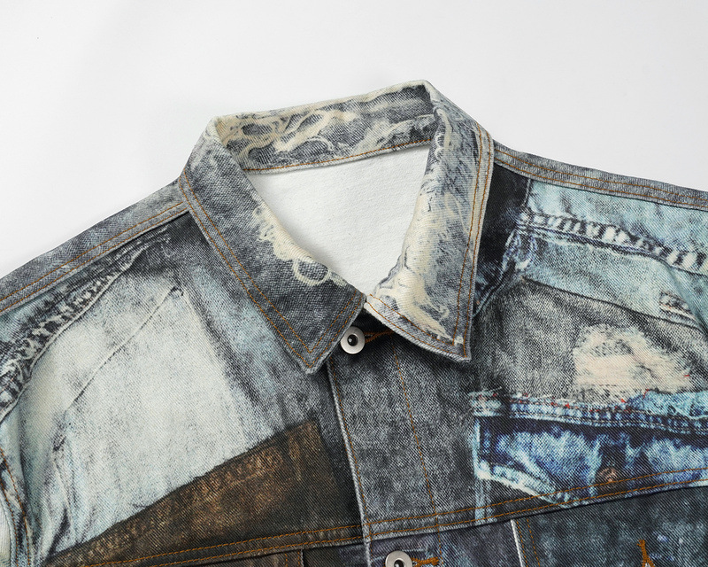 Foreign Trade European And American High Street Fashion Unisex Washed AC Same Style Printed Jacket Basic Denim Clothing_mkmklike.com