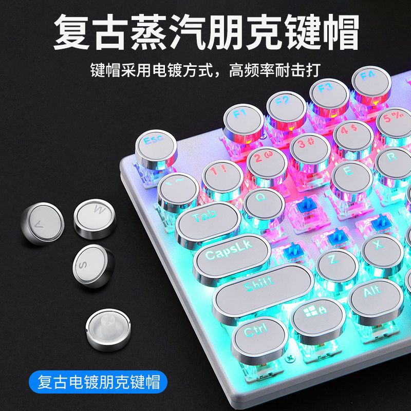 GK100F 混光緑軸メカニカルキーボード 104キー 有線 ゲーミングキーボード ノートパソコン用