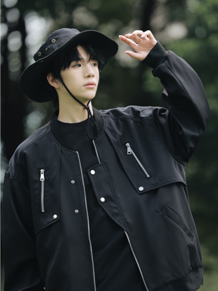 Traje de béisbol de diseño de nicho americano retro para hombres primavera y otoño nuevo estilo suelto calle alta vibe chaqueta de traje de vuelo chaqueta