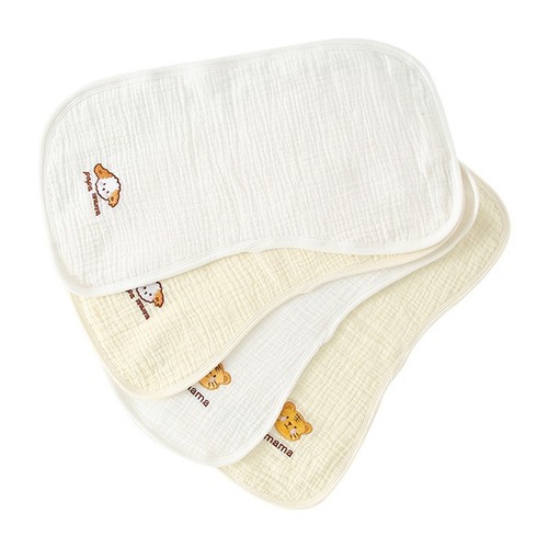 Newborn baby three-layer gauze embroidered burp napkin for male and female baby shoulder pad pure cotton waterproof milk vomiting napkin saliva napkin