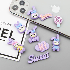 紫色兔兔系列 新款diy奶油膠手機殼頭飾髮夾樹脂配件滴膠材料包