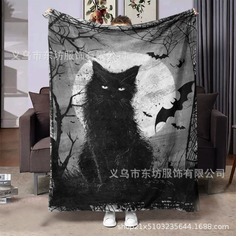 Темный креативный черный кот Хэллоуин персонализированный простой одеяло для подарков